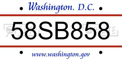 58SB858 District Of Columbia License Plate