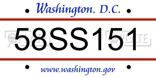 58SS151 District Of Columbia License Plate