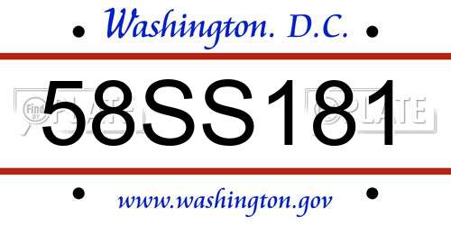 58SS181 District Of Columbia License Plate