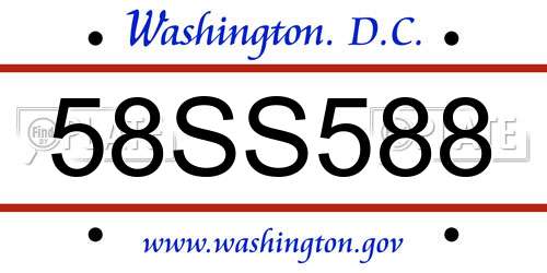 58SS588 District Of Columbia License Plate
