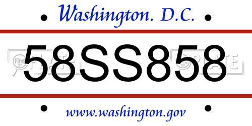 58SS858 District Of Columbia License Plate