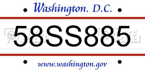 58SS885 District Of Columbia License Plate