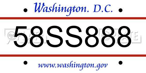 58SS888 District Of Columbia License Plate