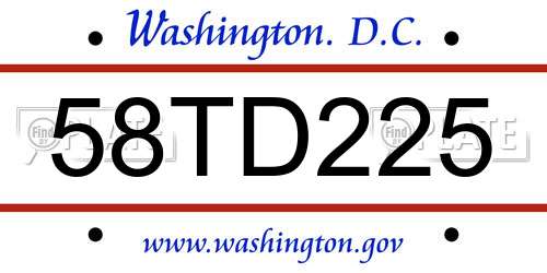 58TD225 District Of Columbia License Plate