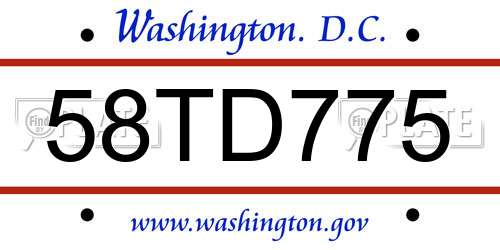 58TD775 District Of Columbia License Plate