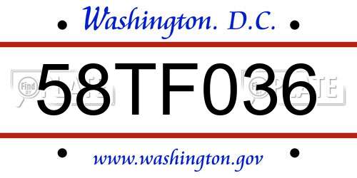 58TF036 District Of Columbia License Plate