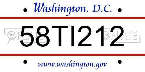 58TI212 District Of Columbia License Plate