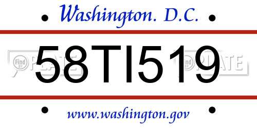 58TI519 District Of Columbia License Plate