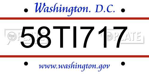 58TI717 District Of Columbia License Plate
