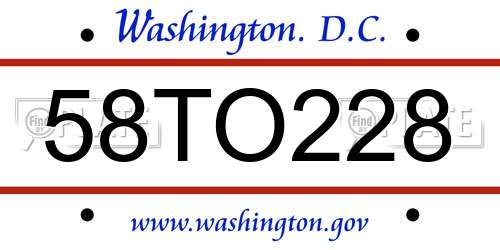 58TO228 District Of Columbia License Plate