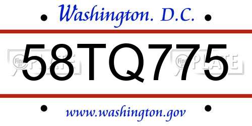 58TQ775 District Of Columbia License Plate