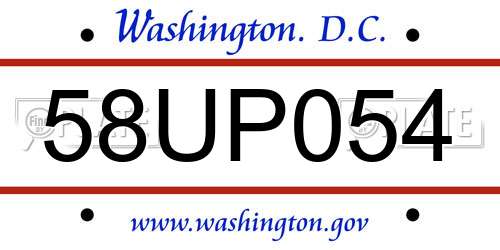 58UP054 District Of Columbia License Plate
