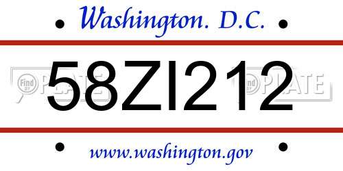 58ZI212 District Of Columbia License Plate