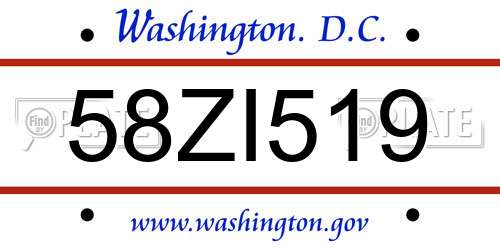 58ZI519 District Of Columbia License Plate