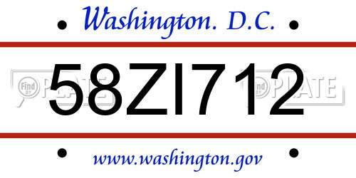 58ZI712 District Of Columbia License Plate