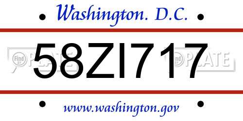 58ZI717 District Of Columbia License Plate