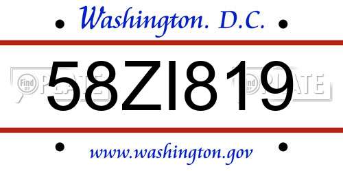 58ZI819 District Of Columbia License Plate