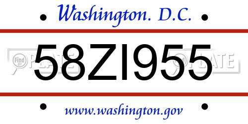 58ZI955 District Of Columbia License Plate