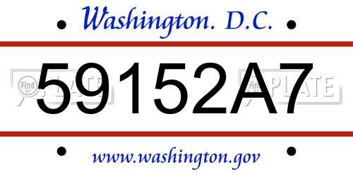 59152A7 District Of Columbia License Plate