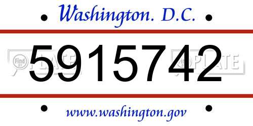 5915742 District Of Columbia License Plate