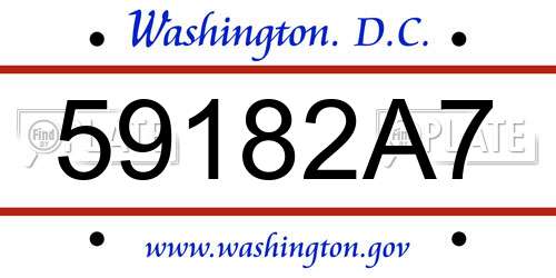 59182A7 District Of Columbia License Plate