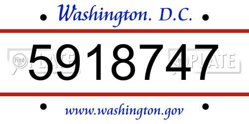 5918747 District Of Columbia License Plate