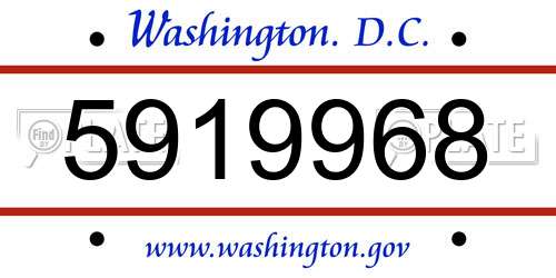 5919968 District Of Columbia License Plate