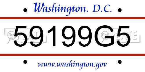 59199G5 District Of Columbia License Plate