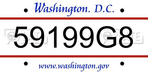59199G8 District Of Columbia License Plate
