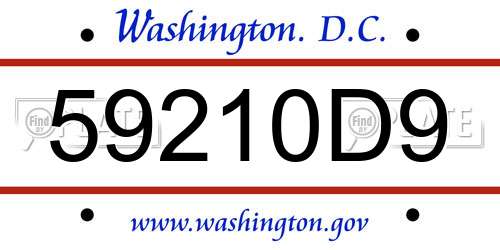 59210D9 District Of Columbia License Plate