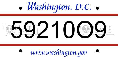 59210O9 District Of Columbia License Plate