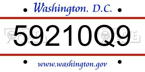 59210Q9 District Of Columbia License Plate