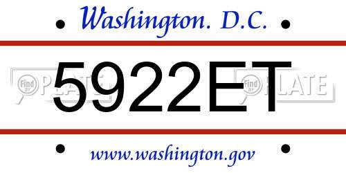 5922ET District Of Columbia License Plate