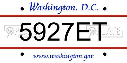 5927ET District Of Columbia License Plate