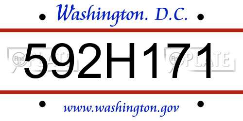 592H171 District Of Columbia License Plate