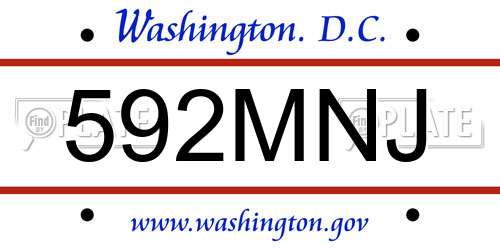 592MNJ District Of Columbia License Plate