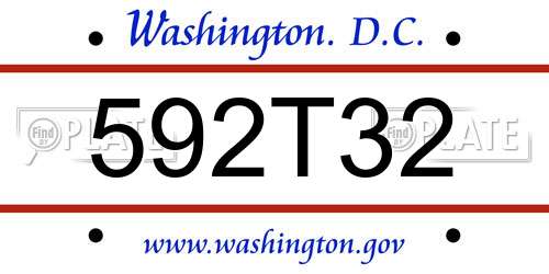 592T32 District Of Columbia License Plate