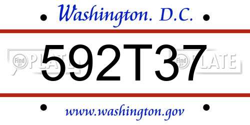592T37 District Of Columbia License Plate