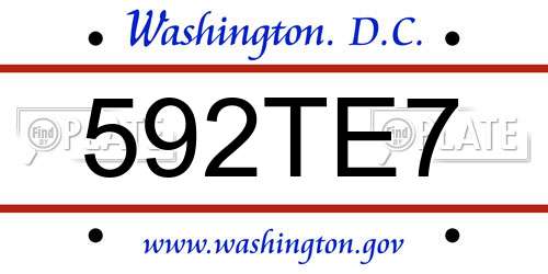 592TE7 District Of Columbia License Plate