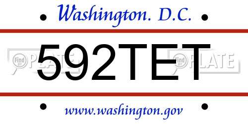 592TET District Of Columbia License Plate