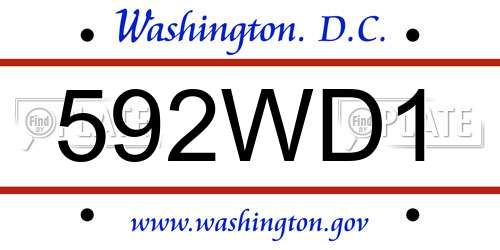 592WD1 District Of Columbia License Plate