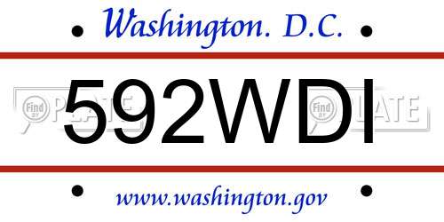 592WDI District Of Columbia License Plate
