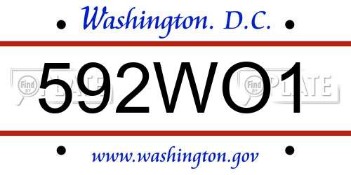 592WO1 District Of Columbia License Plate