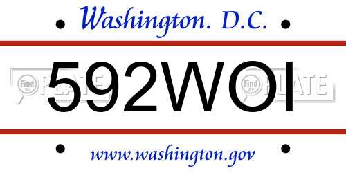 592WOI District Of Columbia License Plate