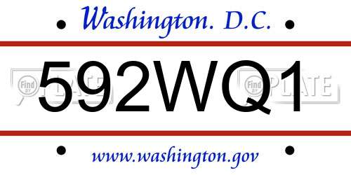 592WQ1 District Of Columbia License Plate