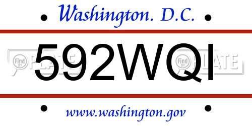 592WQI District Of Columbia License Plate