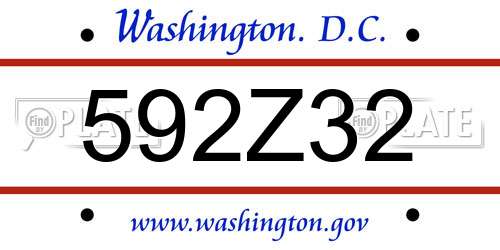 592Z32 District Of Columbia License Plate