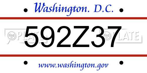 592Z37 District Of Columbia License Plate