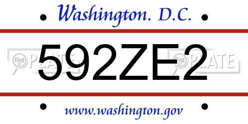 592ZE2 District Of Columbia License Plate