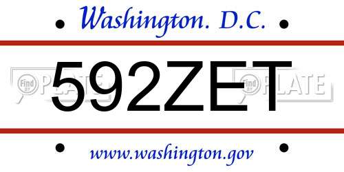 592ZET District Of Columbia License Plate